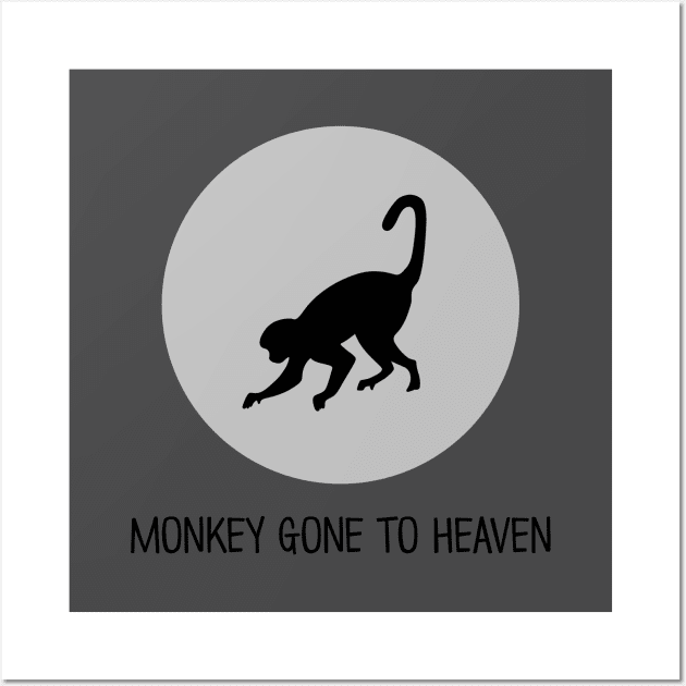 Monkey Gone To Heaven, black Wall Art by Perezzzoso